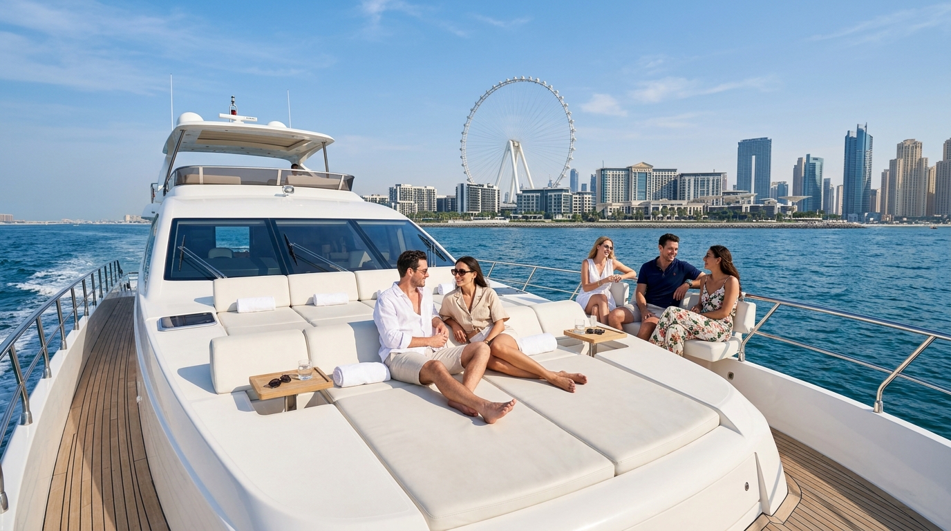 Relaxed family gathering on yacht aft deck